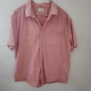 Mutual Weave Mens XXL Dusty Rose Pink Cotton Stretch Short Sleeve Button Down